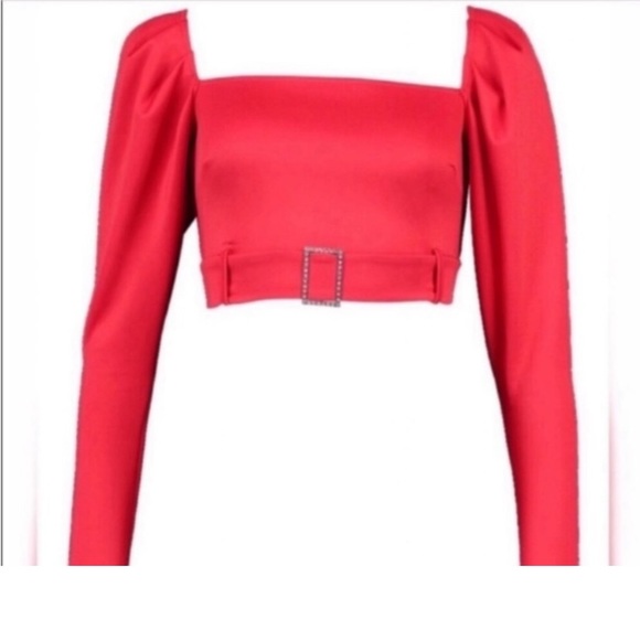 Boohoo Puffy Sleeve Buckle Detail Blouse - Picture 4 of 5
